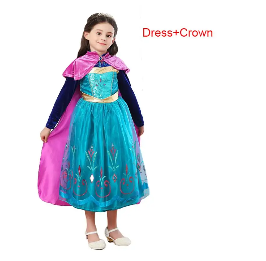 Dress Cloak Платье принцессы Анны и Эльзы для девочек; Карнавальный костюм для детей; маскарадный костюм принцессы; нарядное платье с накидкой; костюм Снежной Королевы на Хэллоуин - Цвет: Dress Cloak