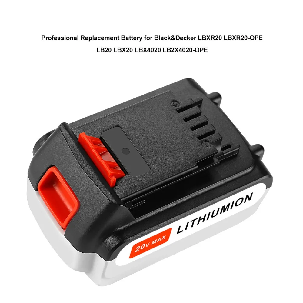 Литий ионный аккумулятор 20 в 6 0 Ач для Black & Decker LBXR20 LB20 LBX20 ASL186K BDCDMT120 CHH2220 LLP120
