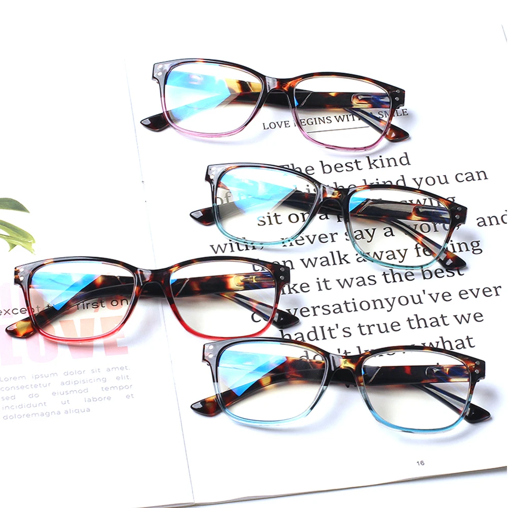 

Henotin Spring Hinge Blue Light Blocking Reading Glasses Color Frame Men Women Anti UV Reader Eyeglasses Diopter +0+2.0+3.0+4.0