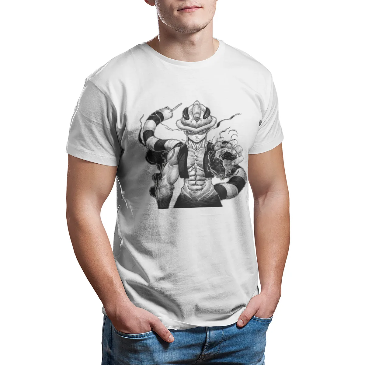 

Крутая аниме футболка meruem hxh в японском стиле, милые топы для косплея, футболки с круглым вырезом высокого качества, 24249