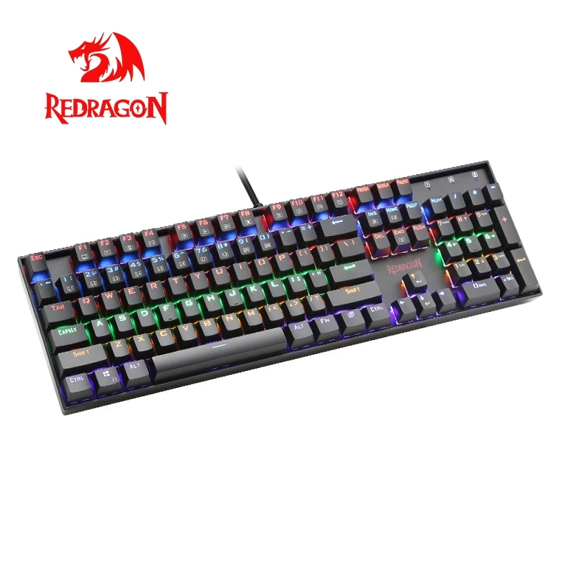 Redragon K551 Радужная USB Механическая игровая клавиатура синий переключатель DIY 104