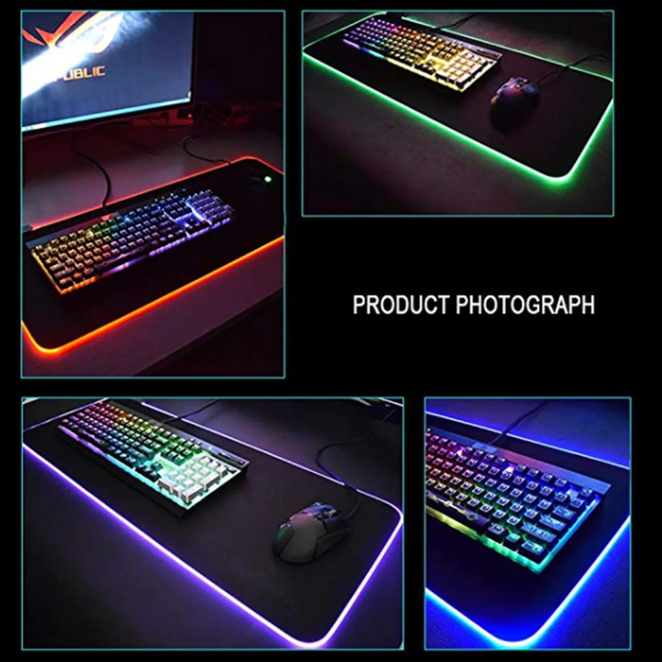 

LED Light Mousepad RGB Keyboard Cover Desk-mat Colorful Surface Mouse Pad Waterproof Multi-size World Computer Gamer