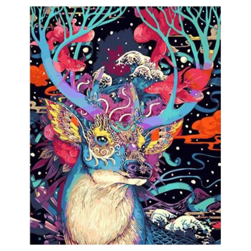 Набор для рисования по номерам на холсте Рождественский олень | Дом и сад