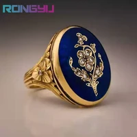 2021 vintage luxury hot jewelry accessories royal palace lilac flower ring fashion ring for women engagement party wedding ring