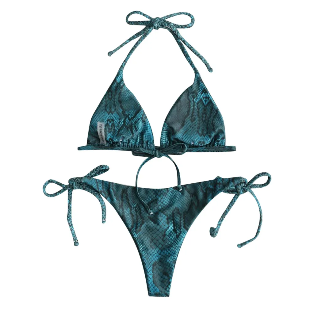 

Women Sexy Snake Skin High Cut V Neck Two Pieces Bikini Set Fashion Bandage Swimwear Casual Beach Swimsuit Beachwear