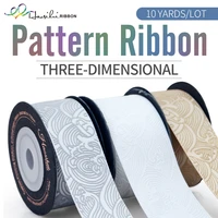 haosihui 10 32mm three dimensional pattern ribbons satin suitable for gift cake box packaging handmade 10yardslot