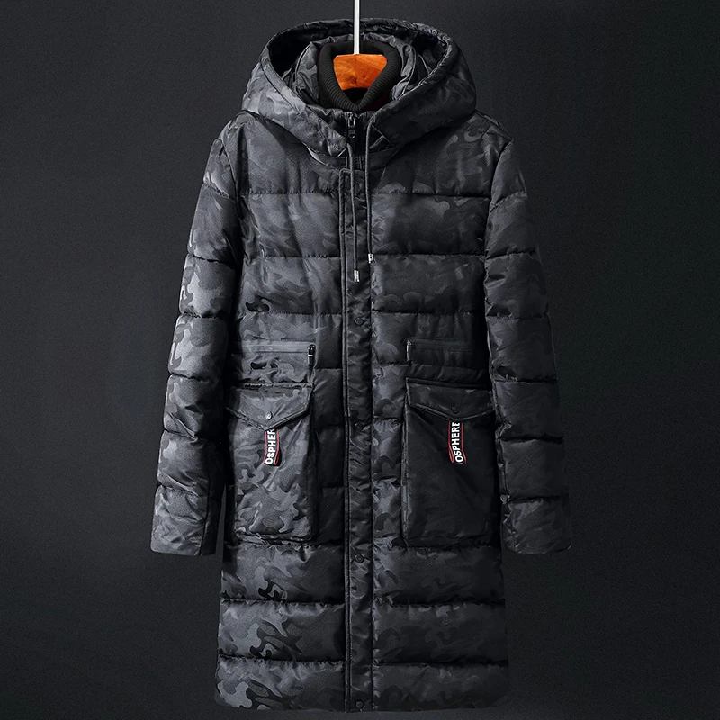 Большие размеры 10XL 9XL 8XL мужские парки новая зимняя куртка Длинная утепленная теплая хлопковая Большая Меховая верхняя одежда с капюшоном камуфляжное пальто - Цвет: Black