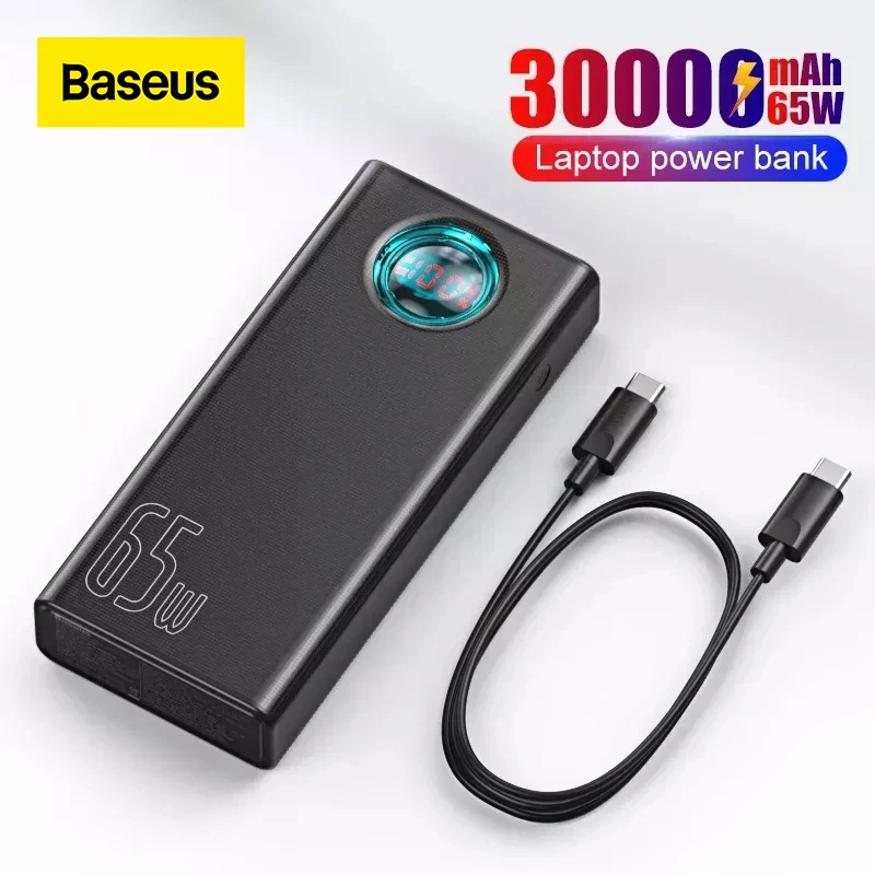

Baseus Power Bank 30000mAh 65W PD Quick Charge QC3.0 Powerbank For Laptop External Battery Charger For iPhone 13 Samsung Xiaomi
