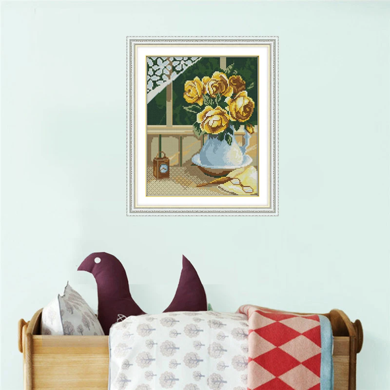 Набор для вышивки Желтая роза DMC 11 и 14 карат|Упаковка| |