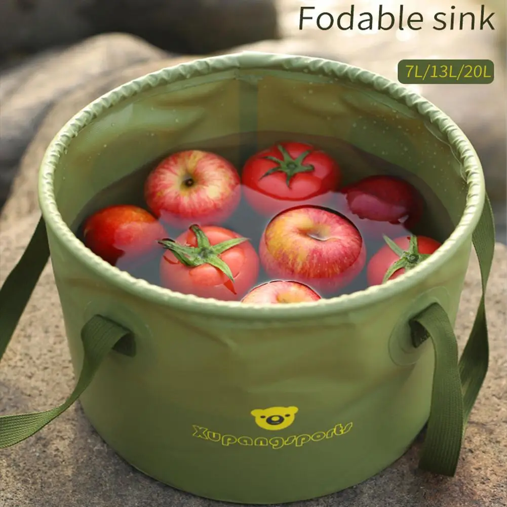 

Утолщенное складное ведро для воды, уличное хранение для кемпинга, сумка для хранения умывальника, водонепроницаемое ведро для рыбалки, вед...