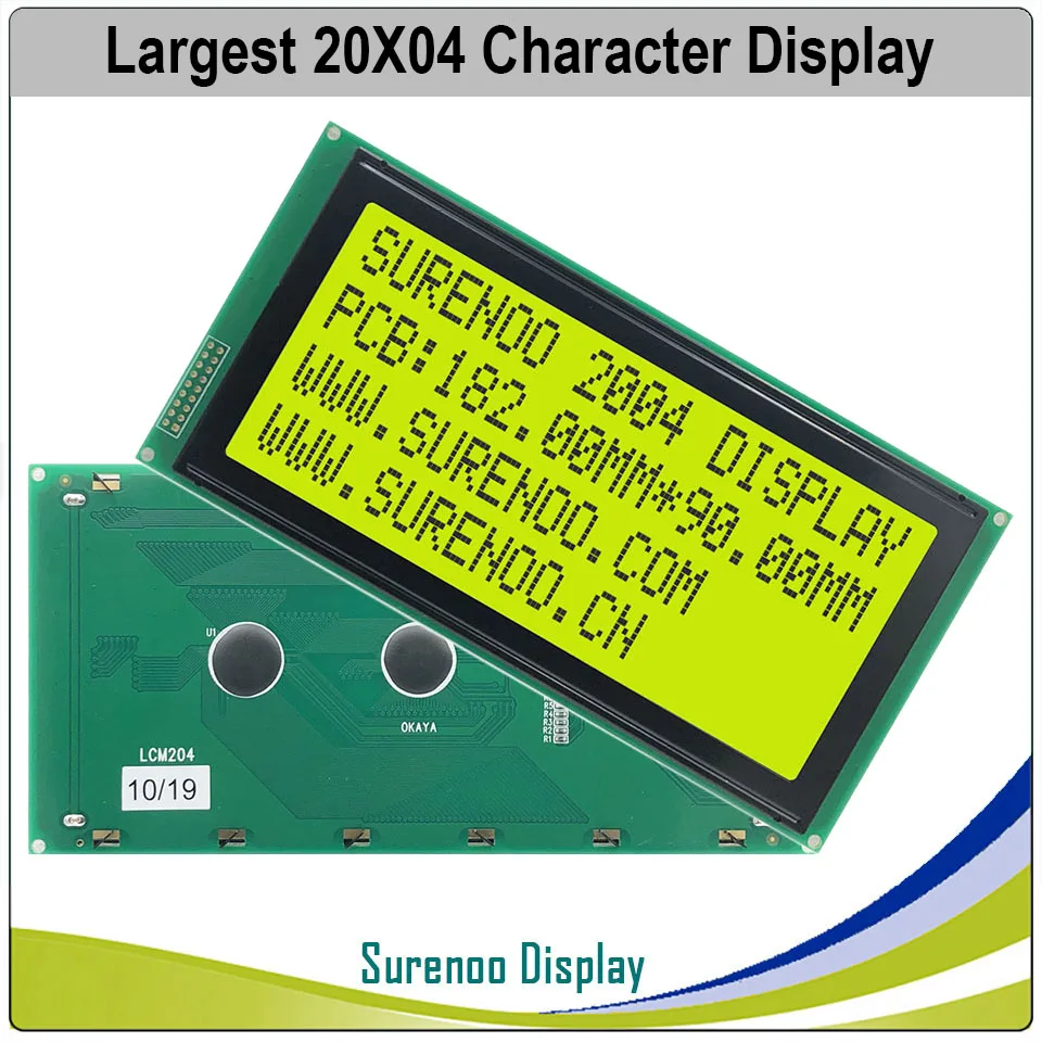 En büyük 204 20X4 2004 karakter LCD modül ekran ekran paneli LCM sarı yeşil LED arka ışık ile