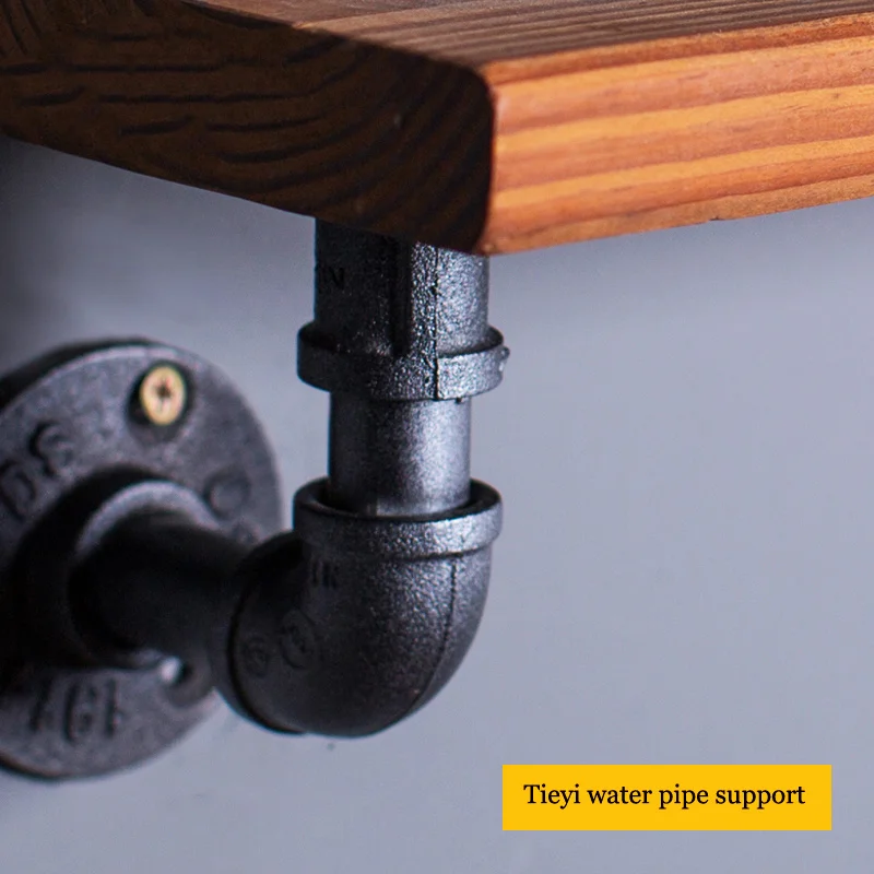 

Retro 3-Layers Iron Wood Wall Shelves American Industrial Wall Shelf Creative Bedroom Bookshelf Wall Water Pipe Storage Rack