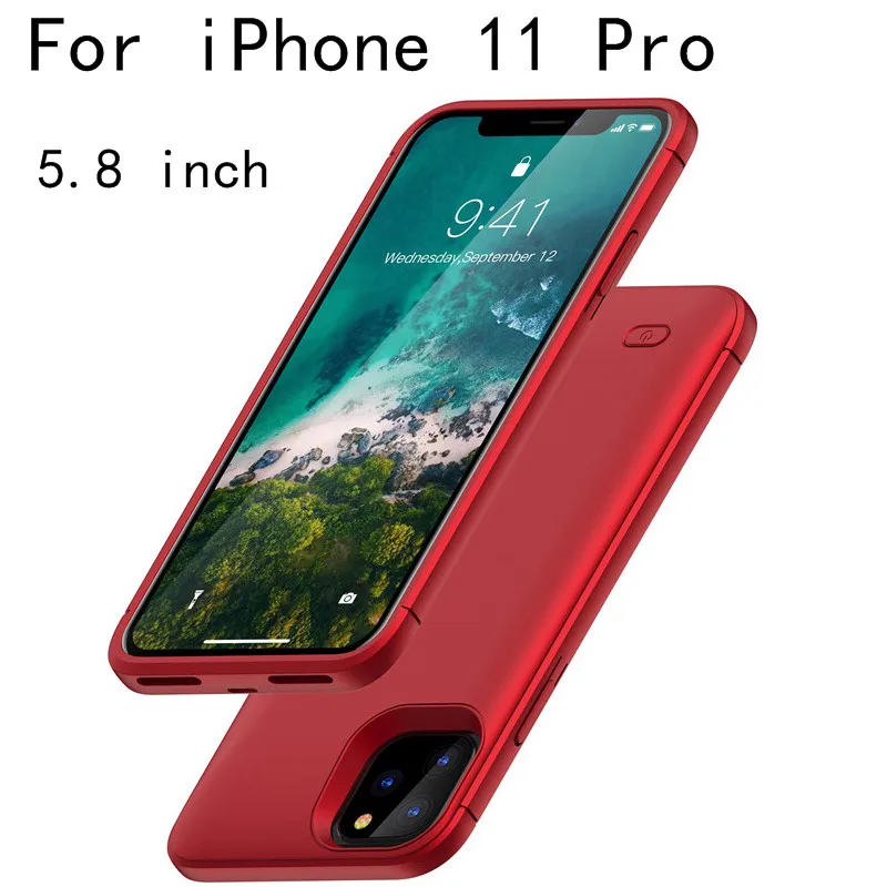 Чехол для зарядного устройства для iPhone 11, чехол для зарядного устройства с зарядным устройством для iPhone 11 Pro Max, тонкий внешний чехол для зарядки, поддержка аудио - Цвет: i11 Pro-Red