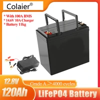 colaier 12 8v 120ah lifepo4 battery with 100a bms 12v 120ah battery for go cart ups household appliances inverter