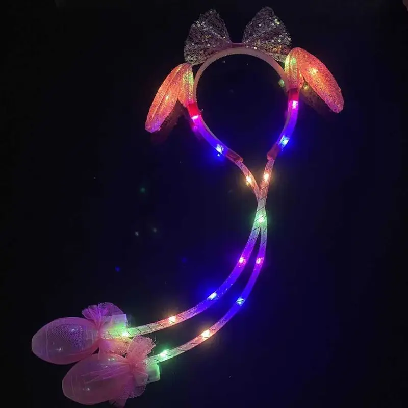 

LED Glowing Rabbit Airbag Headband Funny Luminous Moving Ears Bunny Hair Hoop for Cosplay Birthday Party Concert