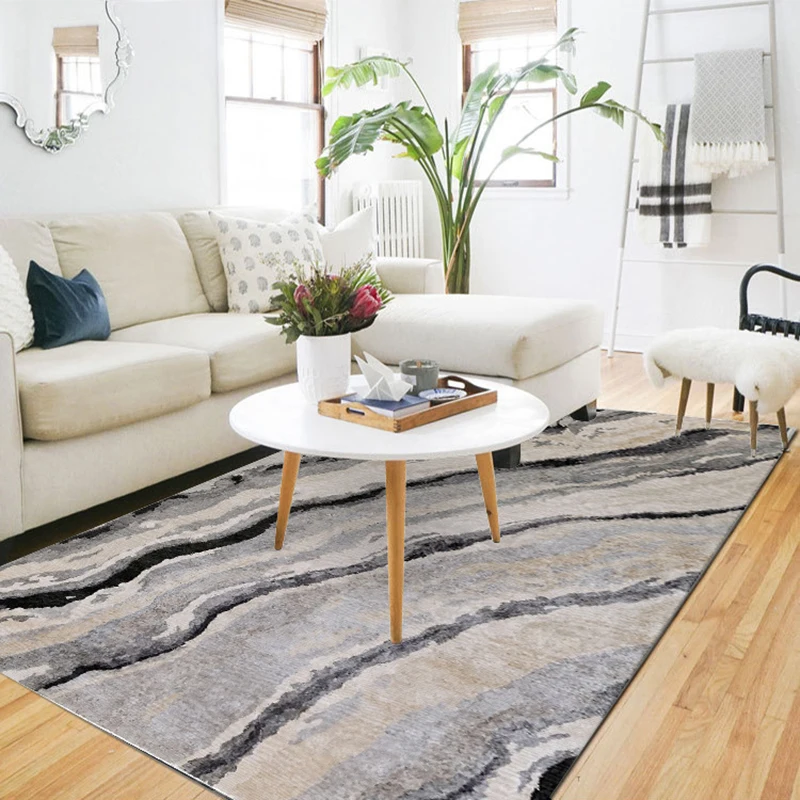 Современный минималистский полосатый ковер гостиной диван стол полный