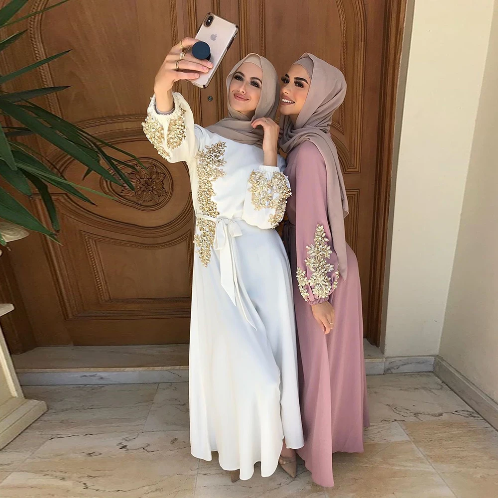 

Ramadan Kaftan Dubai Abaya Turkey Muslim Women Hijab Dress Islam Caftan Marocain Dresses