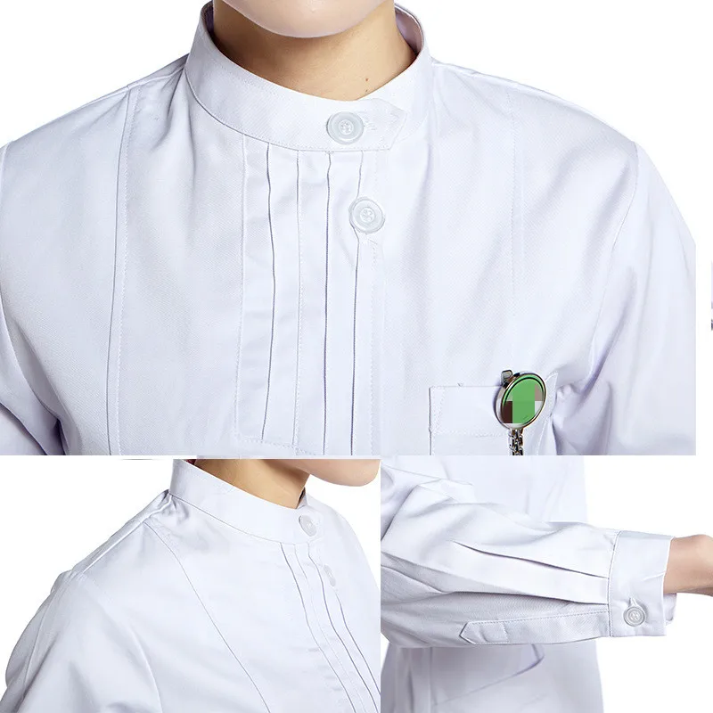 

Long Sleeve White Nurse Dress For Hospital Workwear Medical Uniform For Clinical