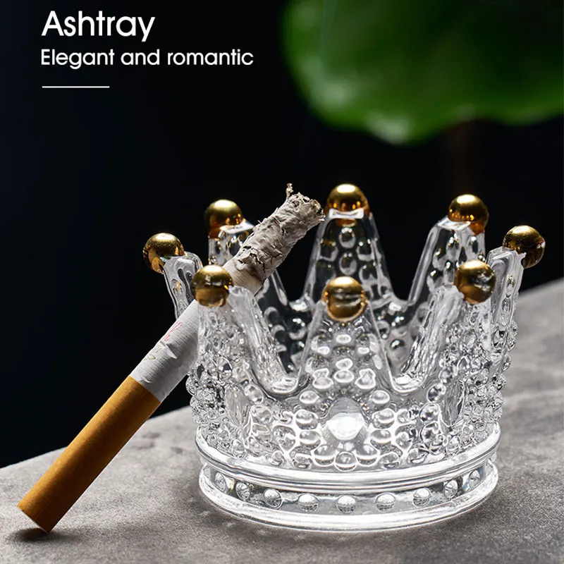 

Multifunctional Crystal Glass Crown Ashtray Cosmetic Storage Box Home Decoration Accessories Ornaments Candle Holder Nordic