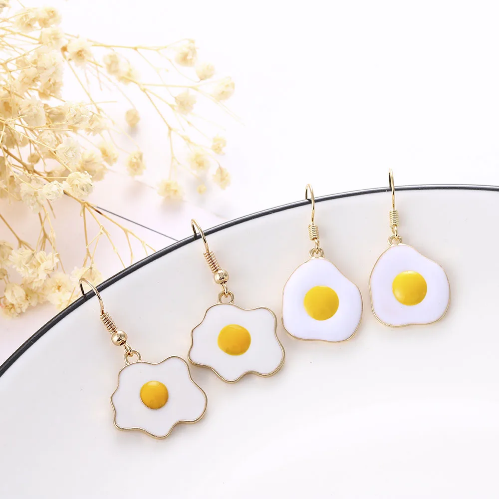 

2021 New Fashion Lovely omelette Acrylic Punk Fun High Quality Cute Pendant Earring Jewelry Gift Female Girl Gifts