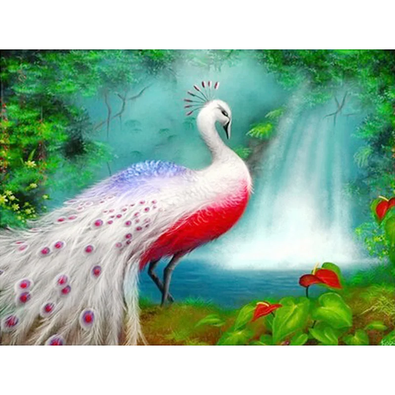 

Full Drill 5d DIY Diamond Painting Peacocks Diamond Embroidery Scenery Pattern Handcrafted Mosaic Rhinestone Home Decoration W41