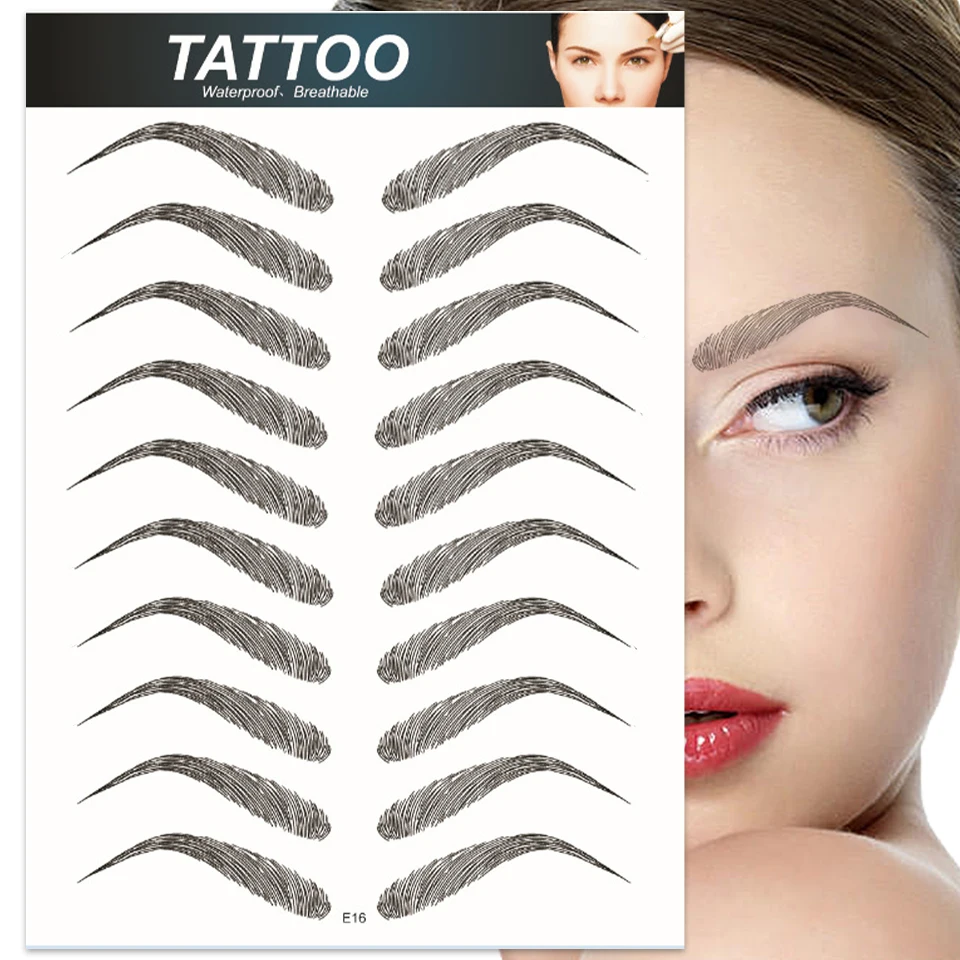 

2Colors Water-based Hair-liked Authentic Eyebrow Tattoo Sticker Waterproof Cosmetics Long Lasting Makeup False Eyebrows Stickers