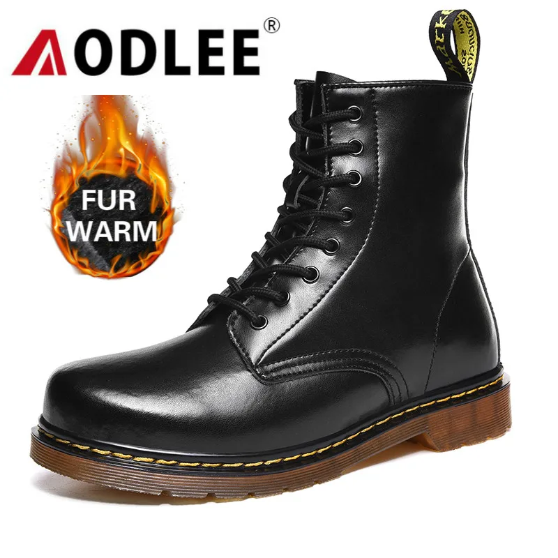 Мужские ботинки martin с высоким берцем теплые зимние мужские Плюшевым Мехом