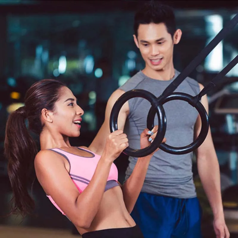 

ABS Gymnastics Rings with Adjustable Straps Serrated Buckles for Home Gym Full Body Workout Crossfit Pull-up Fitness Equipment