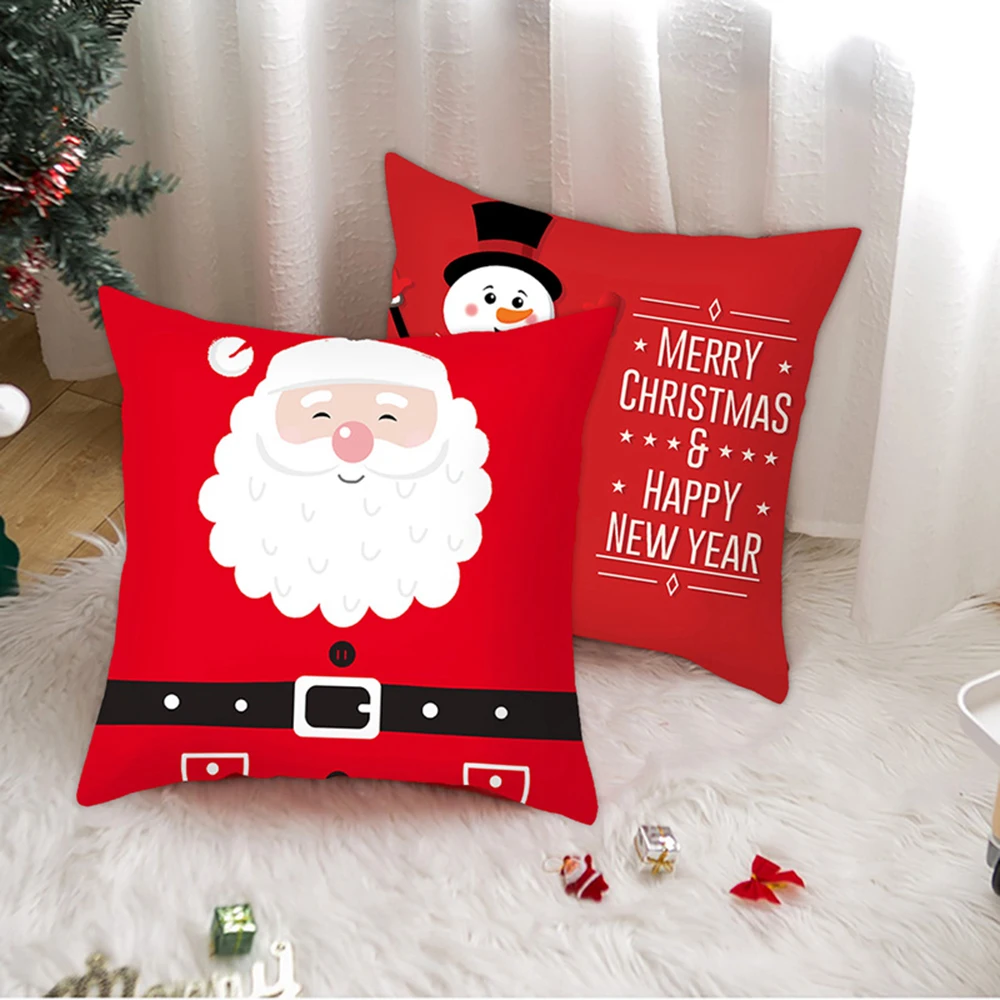 

Наволочки с рождественскими узорами Рождественская наволочка для дивана, украшения для дома, чехол для подушки с оленями, Санта-Клаусом, по...