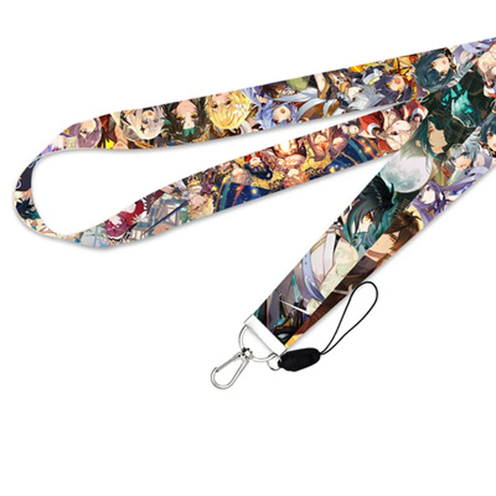 game genshin impact keychain anime accessories neck strap phone chain work id card bag lanyard cartoon women jewelry men gift free global shipping