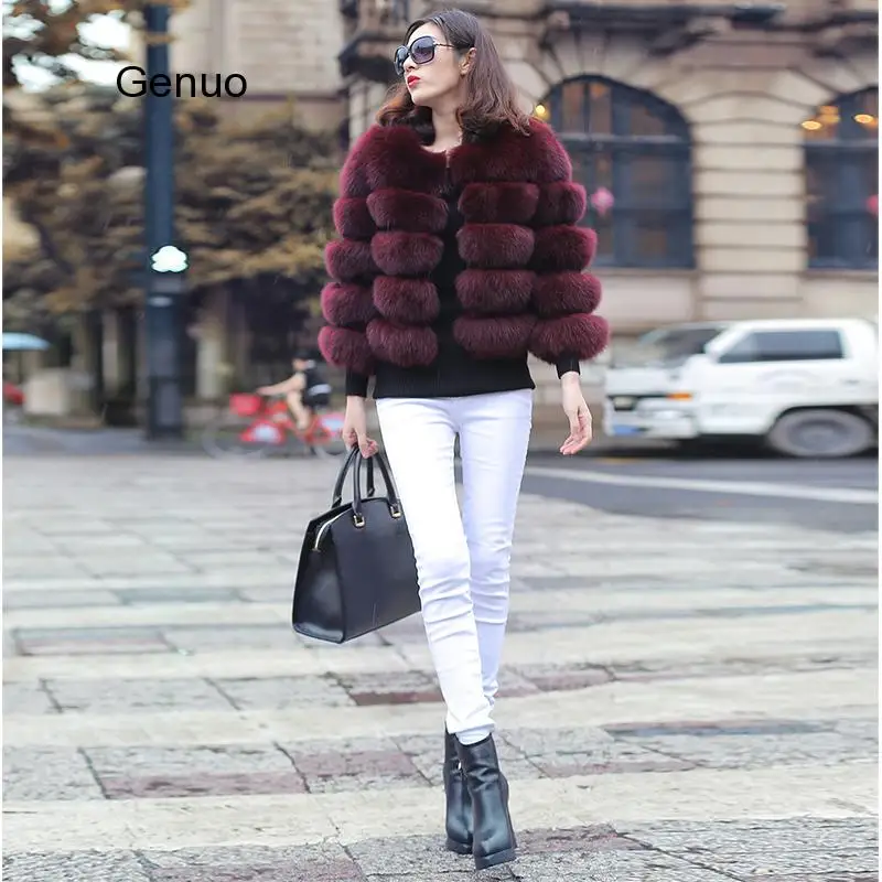

Women Warm Faux Fox Fur Coat Short Winter Fur Jacket Outerwear Blue Fake Fox Fur Coats for Women 2020 New Hot Promotion