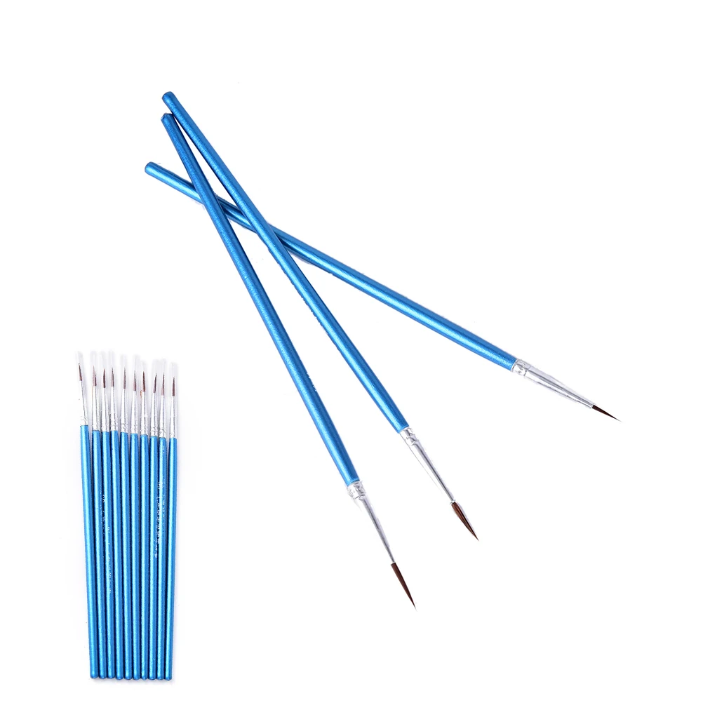 

10Pcs/Set Wholesale Hot New Nylon Hair Round Painting Teacher Tools Set Brush Hook Line Pen Artist Draw Painting Craft