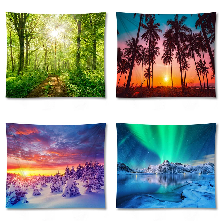 Красивая живописная занавеска скатерть для стола настенный подвесной гобелен