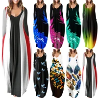 new 2021 women autumn winter fashion dress loose long sleeve large size fashion print long dresses bodycon party max vestidos