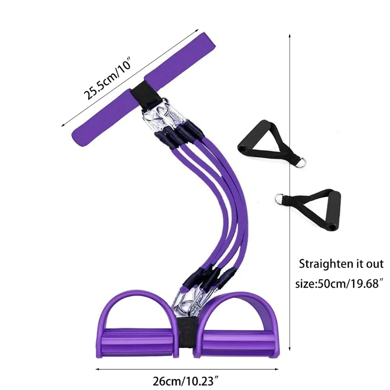 

Pedal Resistance Band 4-Tube Elastic Pull Rope Sit-up Equipment Leg Stretching Slimming Training