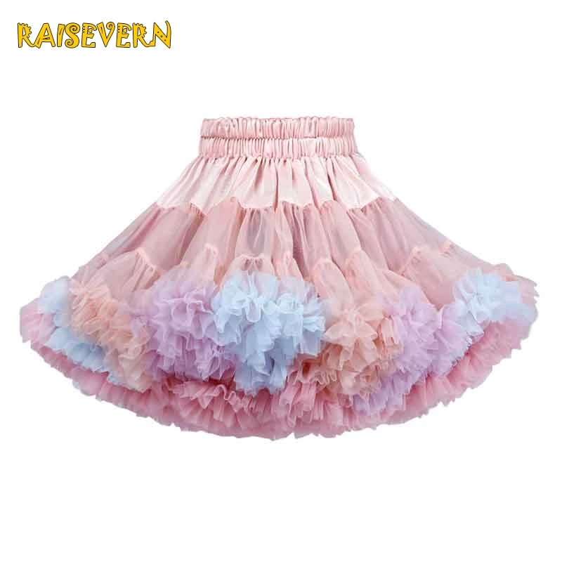 Новинка детская одежда с единорогом для девочек Многослойная юбка фатиновые