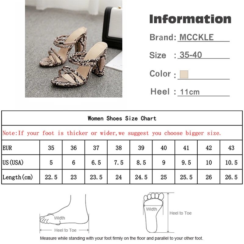 

2020 New Women's Slippers Snake Print High Heels Shoes Women Fashion Ladies Slides Slip On Open Toe Female Sandals Summer