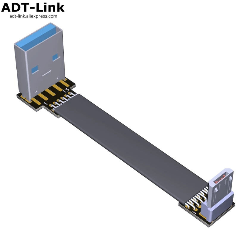 FPV Micro USB 2 0 Type-A 90-градусный адаптер 5 см-100 см FPC плоский Micro-USB 5pin кабель для