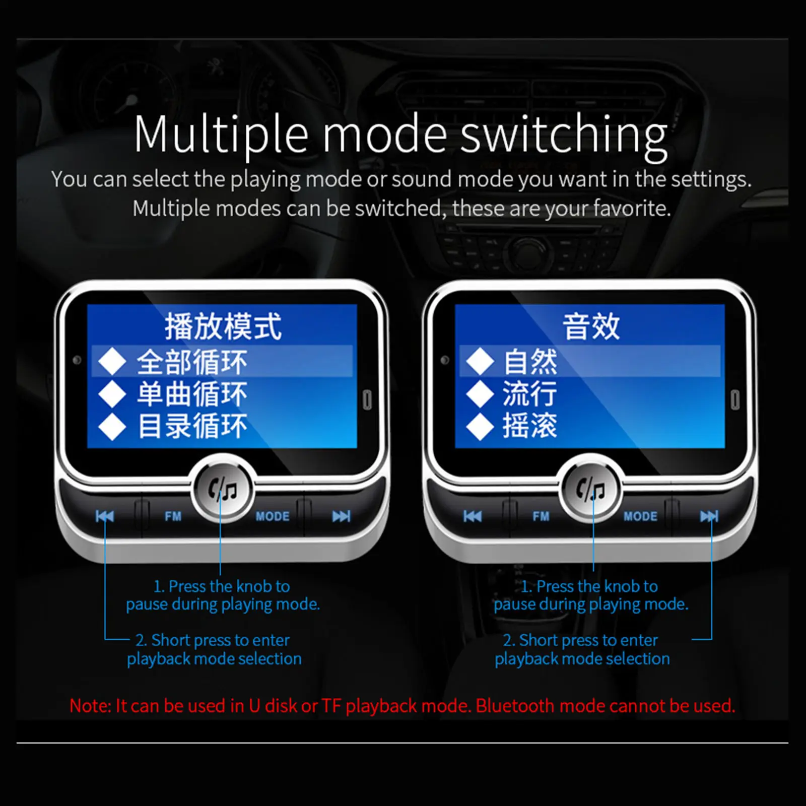 

Bluetooth FM Transmitter Creative SD/TF Card FM Modulator LCD Display Car Charger MP3 Player Dual USB Handsfree Calling