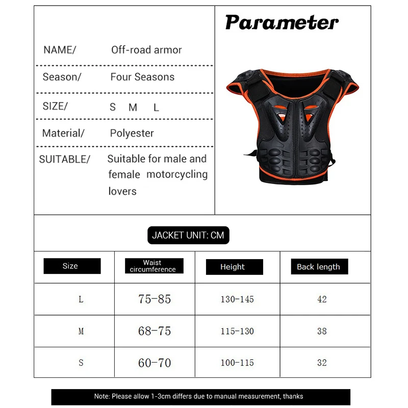 

Motorcycle Children Armor Vest Protective Kids Body Suitable for 4-12 Age Skate Board Skiing Pulley Kids Reflective Jackets