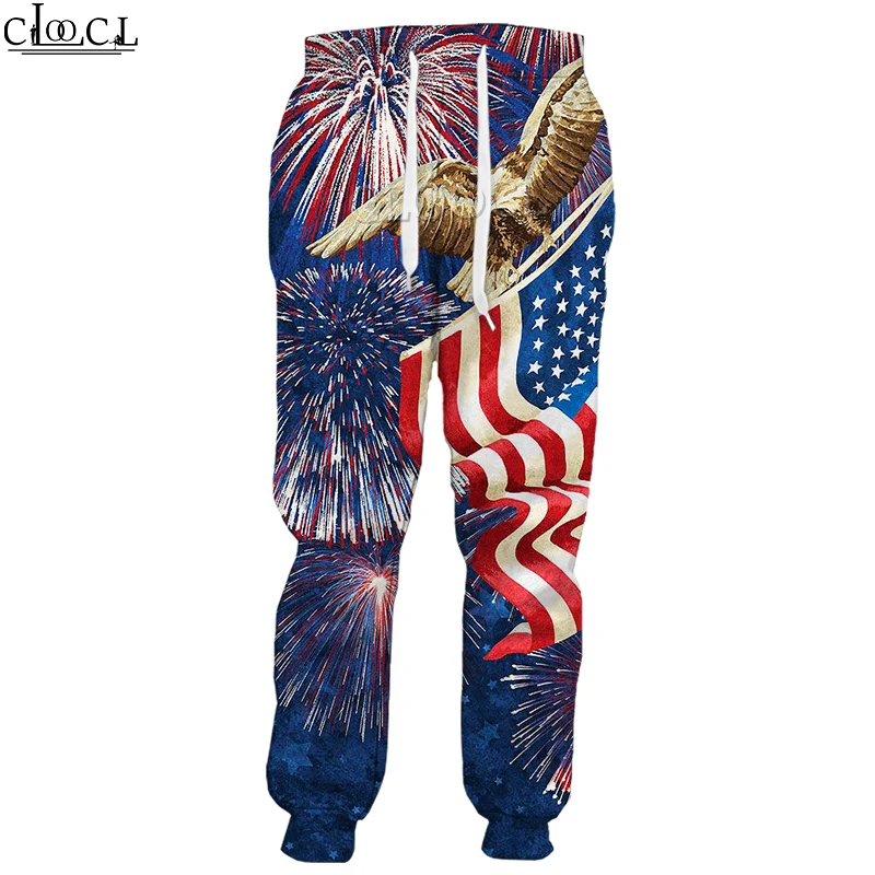 Модные мужские и женские спортивные брюки CLOOCL с американским флагом Орлом 3D