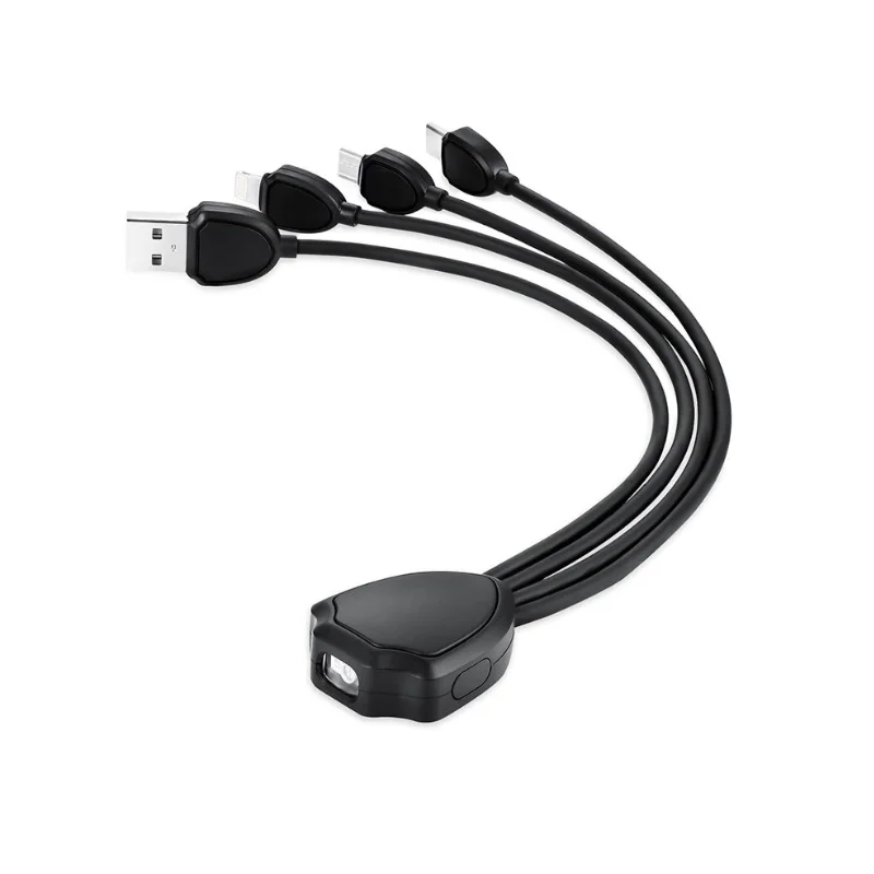 

3 in 1 USB Cable Type C Micro Fast Charging Data USB Splitter Wire With UVC Disinfection Lamp For IOS Samsung Huawei Xiaomi