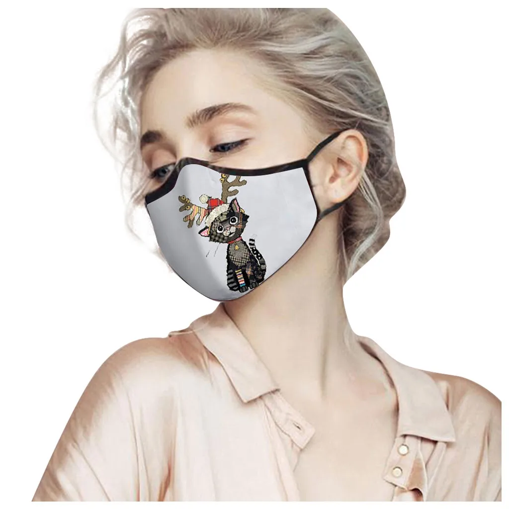 Взрослая стильная маска для лица с принтом на Рождество многоразовая дышащая