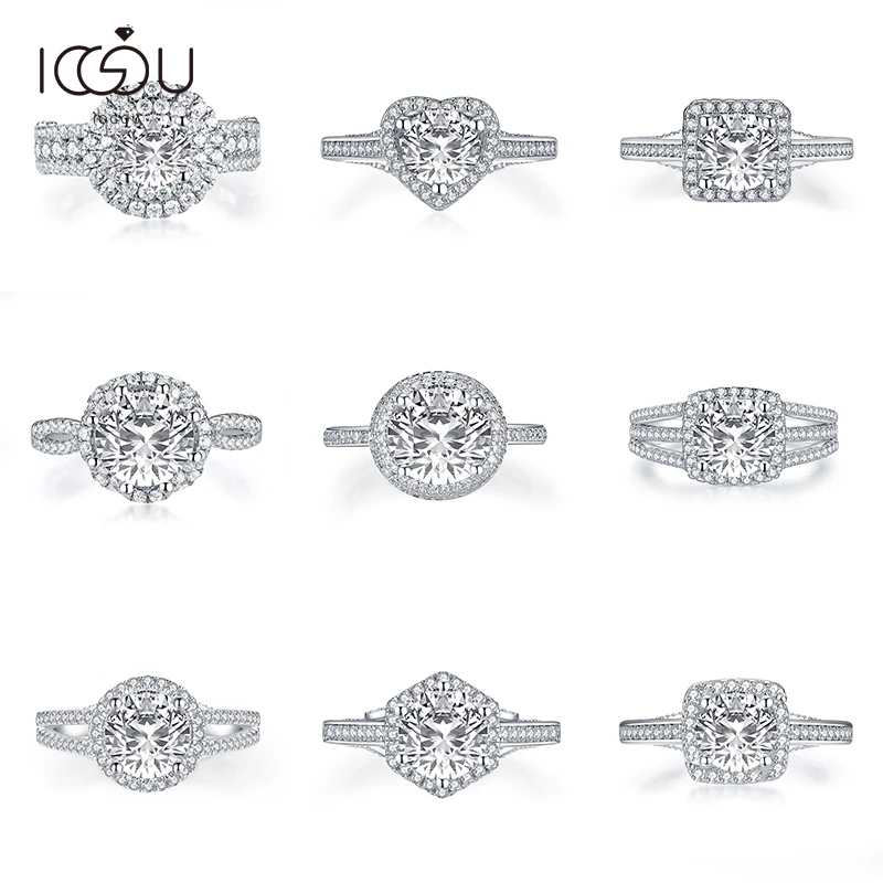 IOGOU натуральная CZ круглой огранки циркон кольцо 925 стерлингового серебра