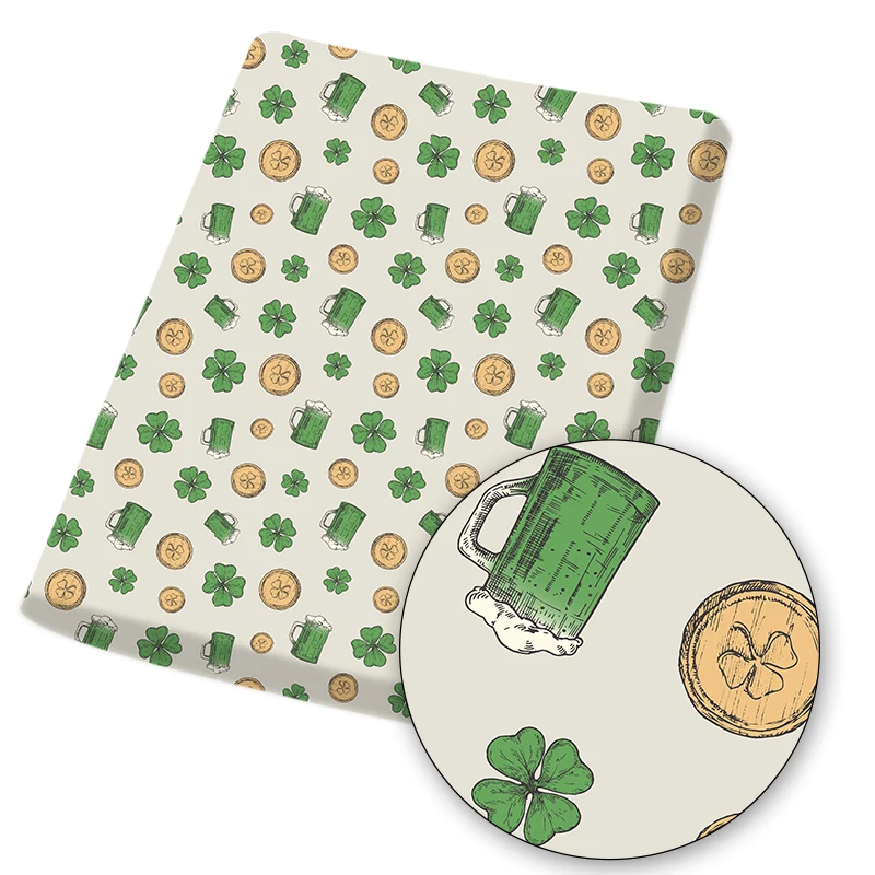 1 шт. хлопковая ткань с принтом клевер 45x145 см | Дом и сад