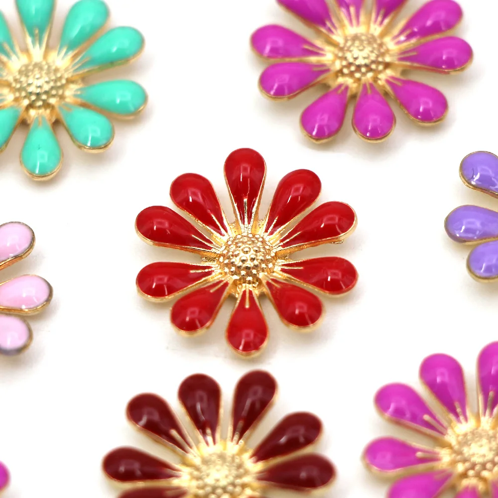 10 шт. разноцветные цветочные пуговицы винтажные металлические украшение из