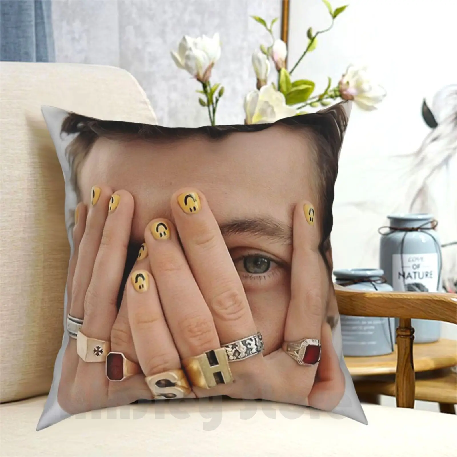 Style Eye Pillow Case Printed Home Soft Throw Pillow Pop Music Album Cover Harry Vintage Ring Eye