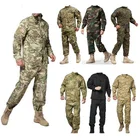 Мужская Военная униформа, тактическая одежда, боевая рубашка, камуфляжная армейская Военная солдатская спецназа, пальто и брюки, комплект, макси XS-2XL