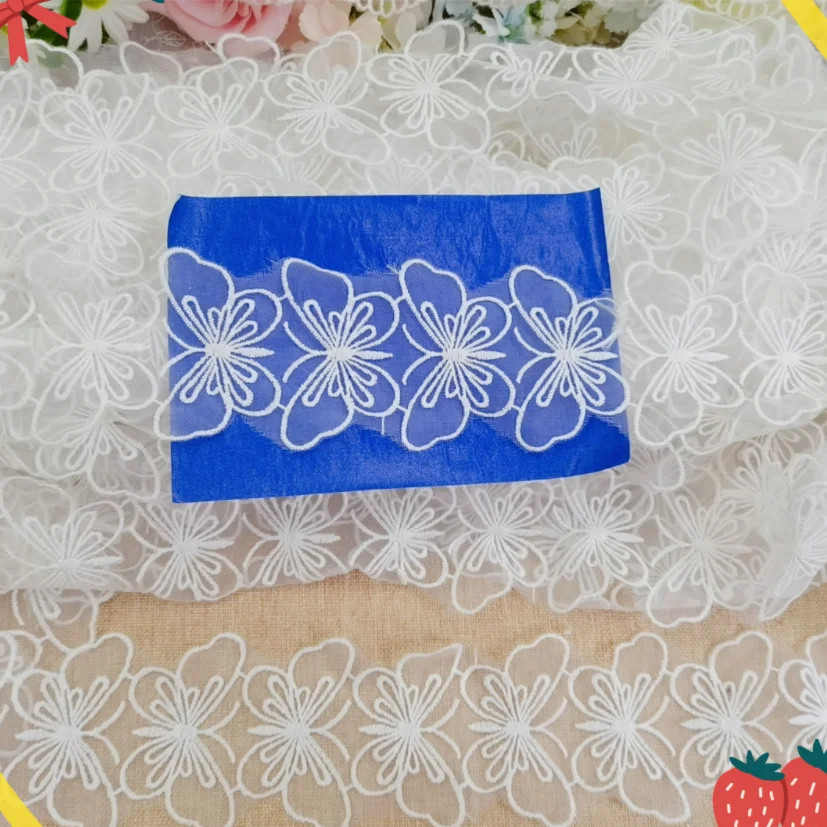 3 Yards/lot 4.7cm Width Organza Butterfly Lace Fabric Embroidered Ivory Trims Lingerie Clothing Accessories | Дом и сад