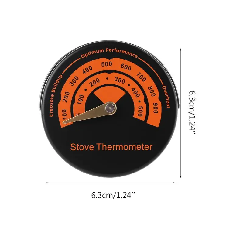 

H7JB Magnetic Stove Thermometer Fireplace Fan Temperature Meter Thermometer with Sensitivity Probe Household Oven Barbecue Tool